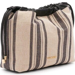 Calvin Klein Black and Tan Striped Bag